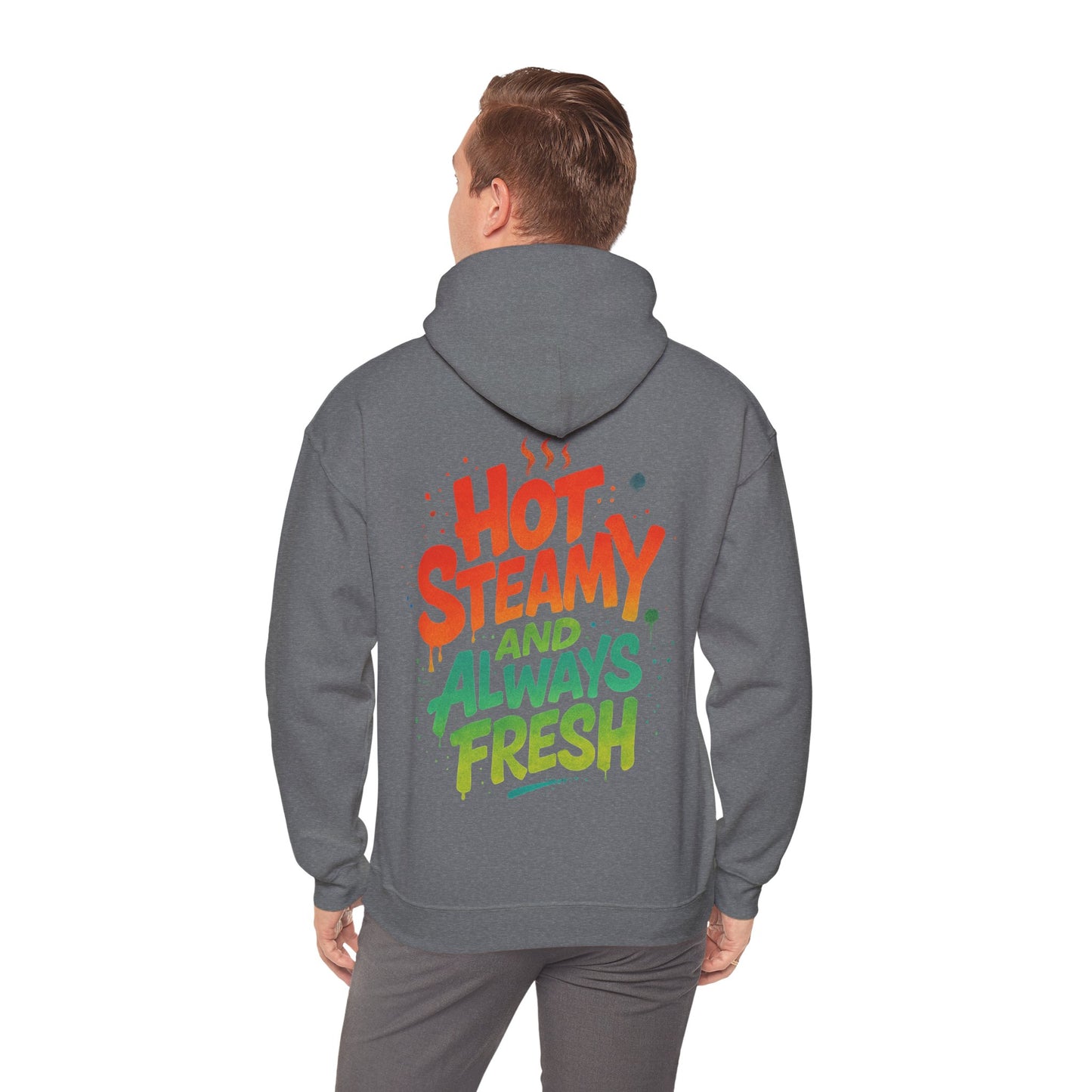 Colorful 'Hot Steamy and Always Fresh' Unisex Hoodie, Gift for Coffee Lovers, Casual Wear, Perfect for Birthdays, Chill Days