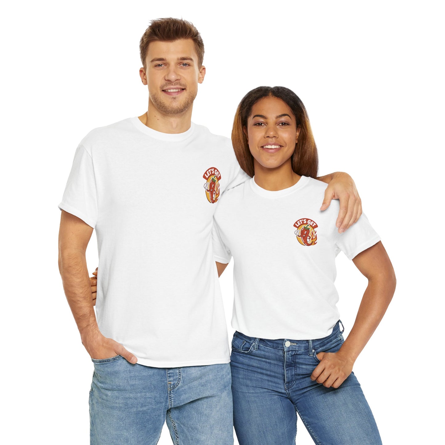 Spicy Themed Unisex Tee | Let's Get Fired Up T-Shirt, Fun Gift for Foodies, Summer BBQ, Casual Wear, Party Outfit, Spice Lover