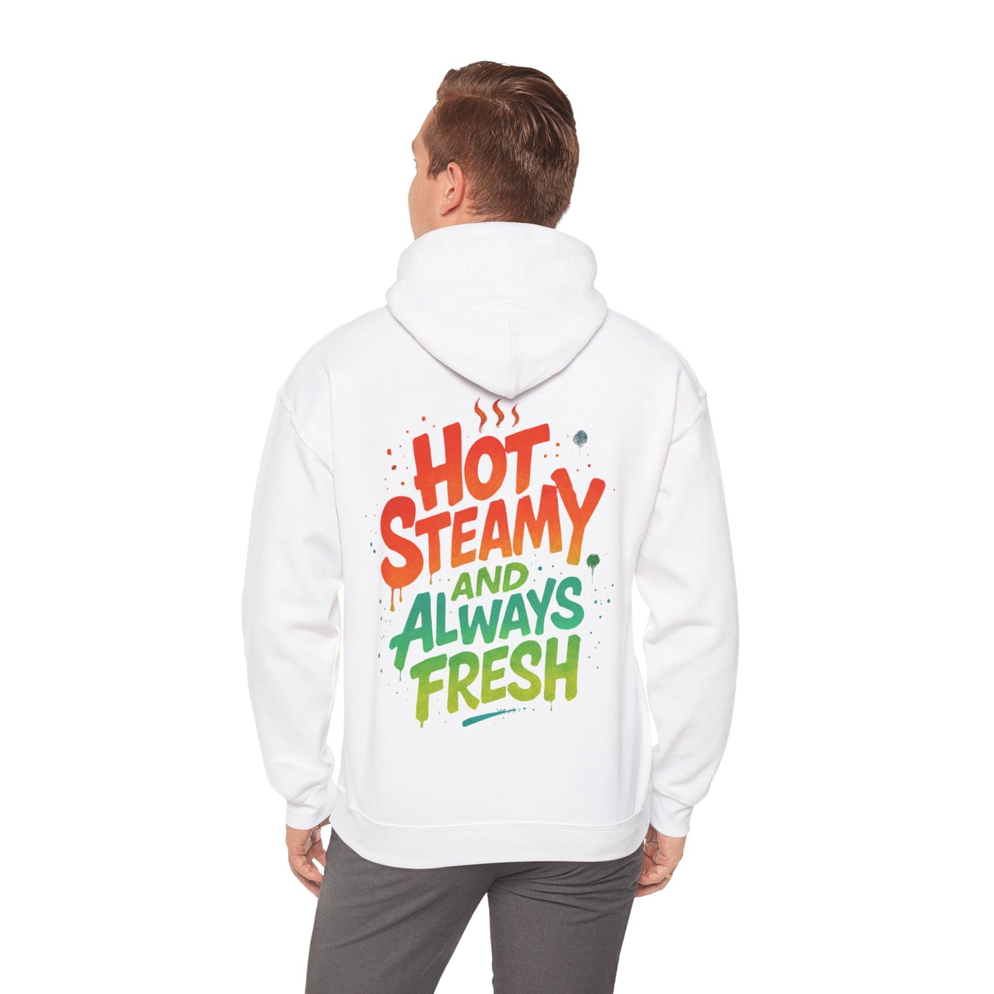 Colorful 'Hot Steamy and Always Fresh' Unisex Hoodie, Gift for Coffee Lovers, Casual Wear, Perfect for Birthdays, Chill Days