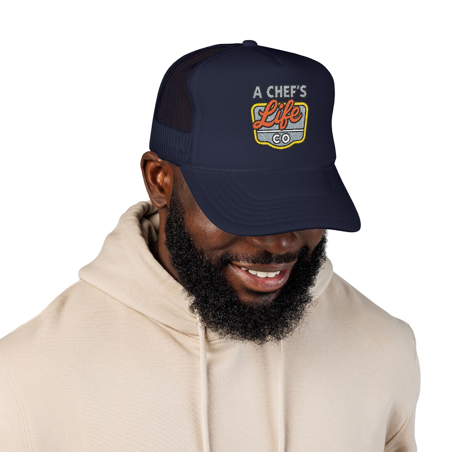 Chef's Life Foam Trucker Hat, Embroidered Cap for Cooking Enthusiasts, Foodie Gift, Summer Fashion, BBQ Accessory