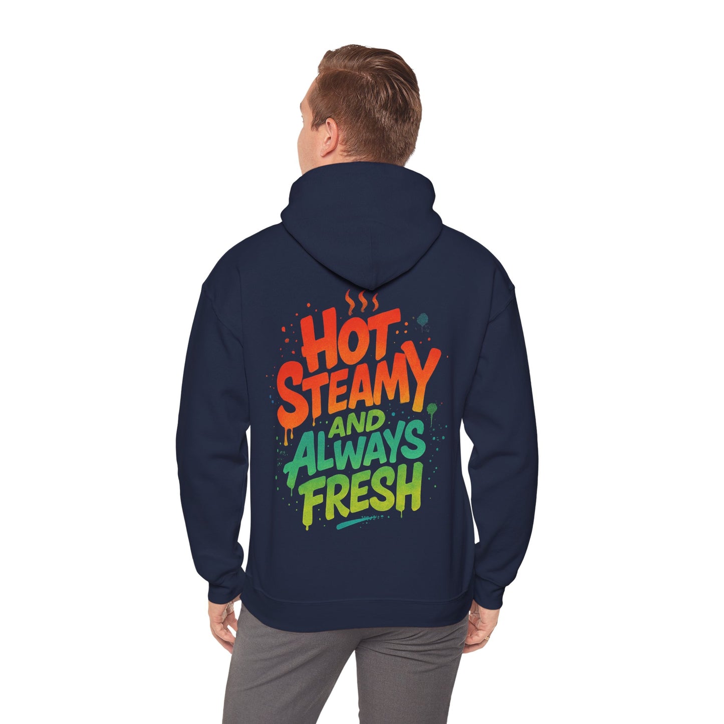 Colorful 'Hot Steamy and Always Fresh' Unisex Hoodie, Gift for Coffee Lovers, Casual Wear, Perfect for Birthdays, Chill Days