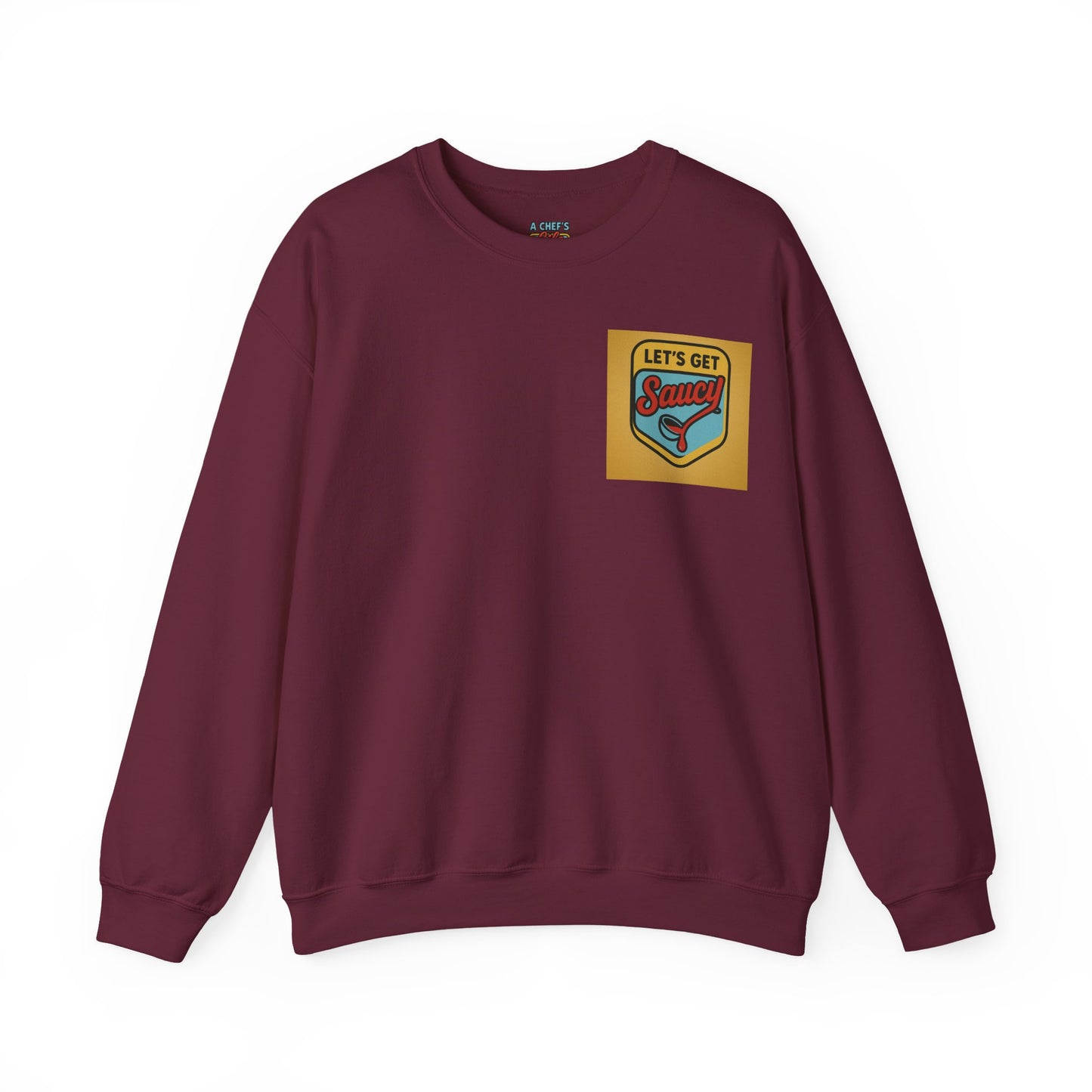 Vintage Let's Get Saucy Unisex Sweatshirt, Fun Gift for Foodies, Trendy Lounge Wear, Cozy Casual Attire, Perfect for Parties, Holidays