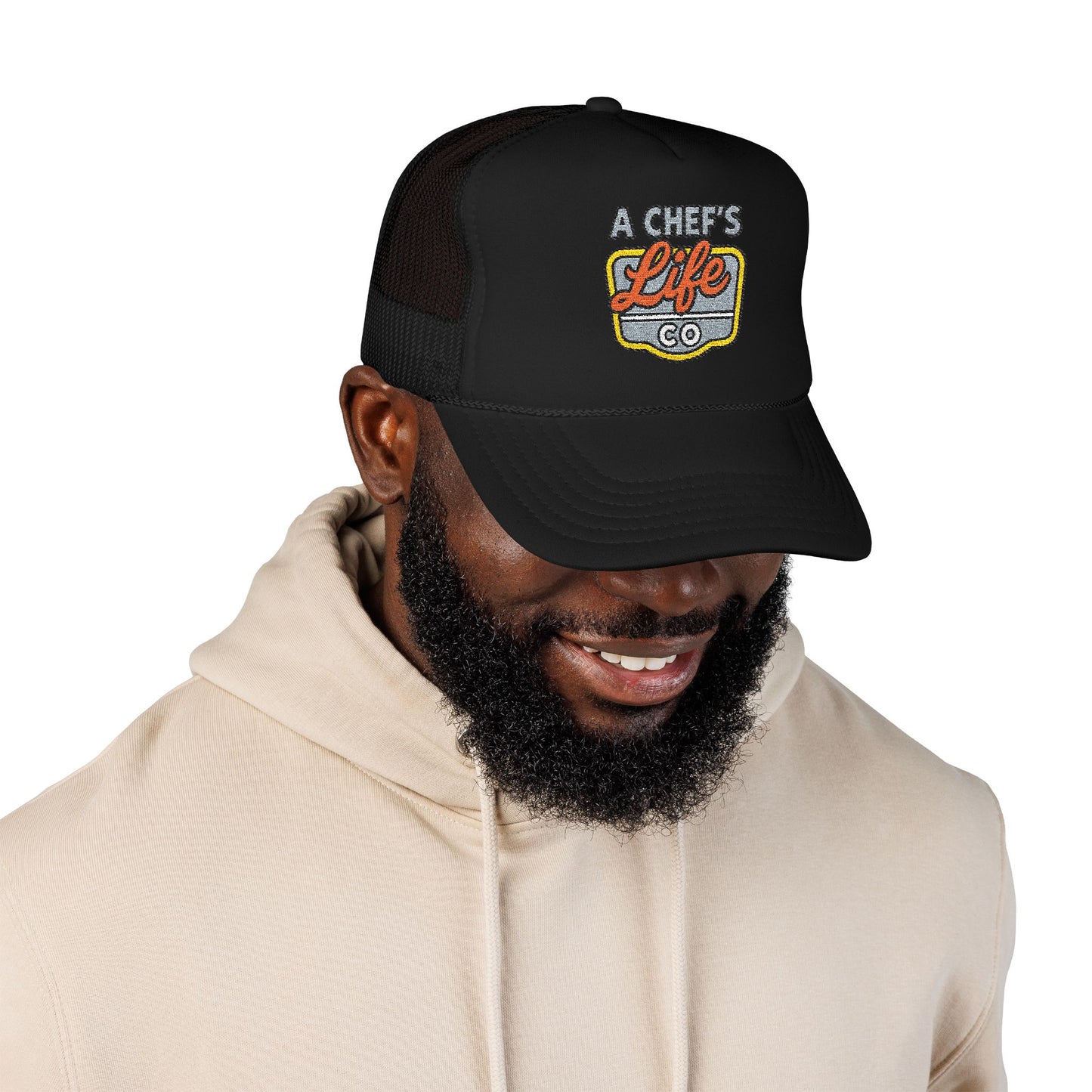 Chef's Life Foam Trucker Hat, Embroidered Cap for Cooking Enthusiasts, Foodie Gift, Summer Fashion, BBQ Accessory