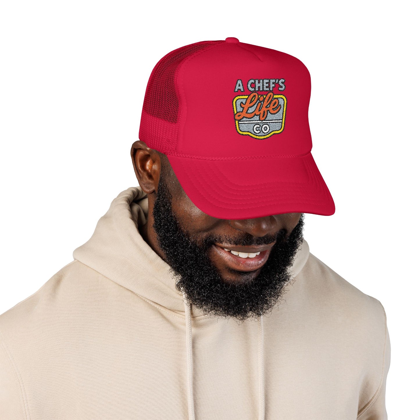 Chef's Life Foam Trucker Hat, Embroidered Cap for Cooking Enthusiasts, Foodie Gift, Summer Fashion, BBQ Accessory