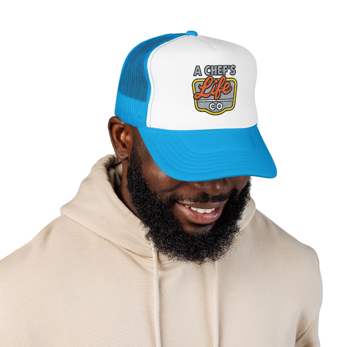 Chef's Life Foam Trucker Hat, Embroidered Cap for Cooking Enthusiasts, Foodie Gift, Summer Fashion, BBQ Accessory