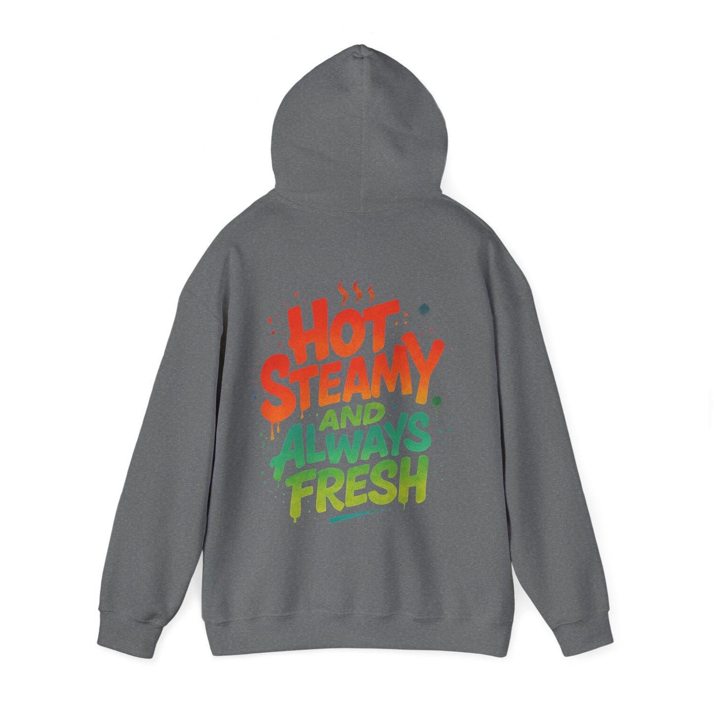 Colorful 'Hot Steamy and Always Fresh' Unisex Hoodie, Gift for Coffee Lovers, Casual Wear, Perfect for Birthdays, Chill Days