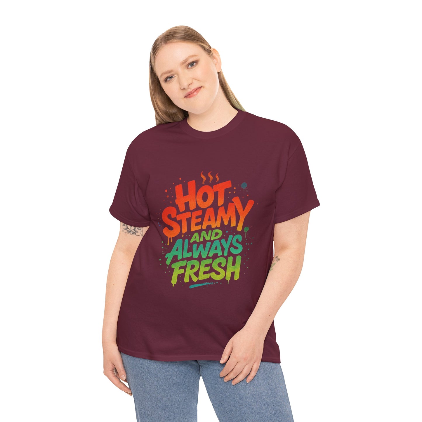 Hot Steamy and Always Fresh Tee - Fun Unisex Jersey Shirt, Casual Wear, Gift for Foodies, Unique Fashion, Summer Outing Essential