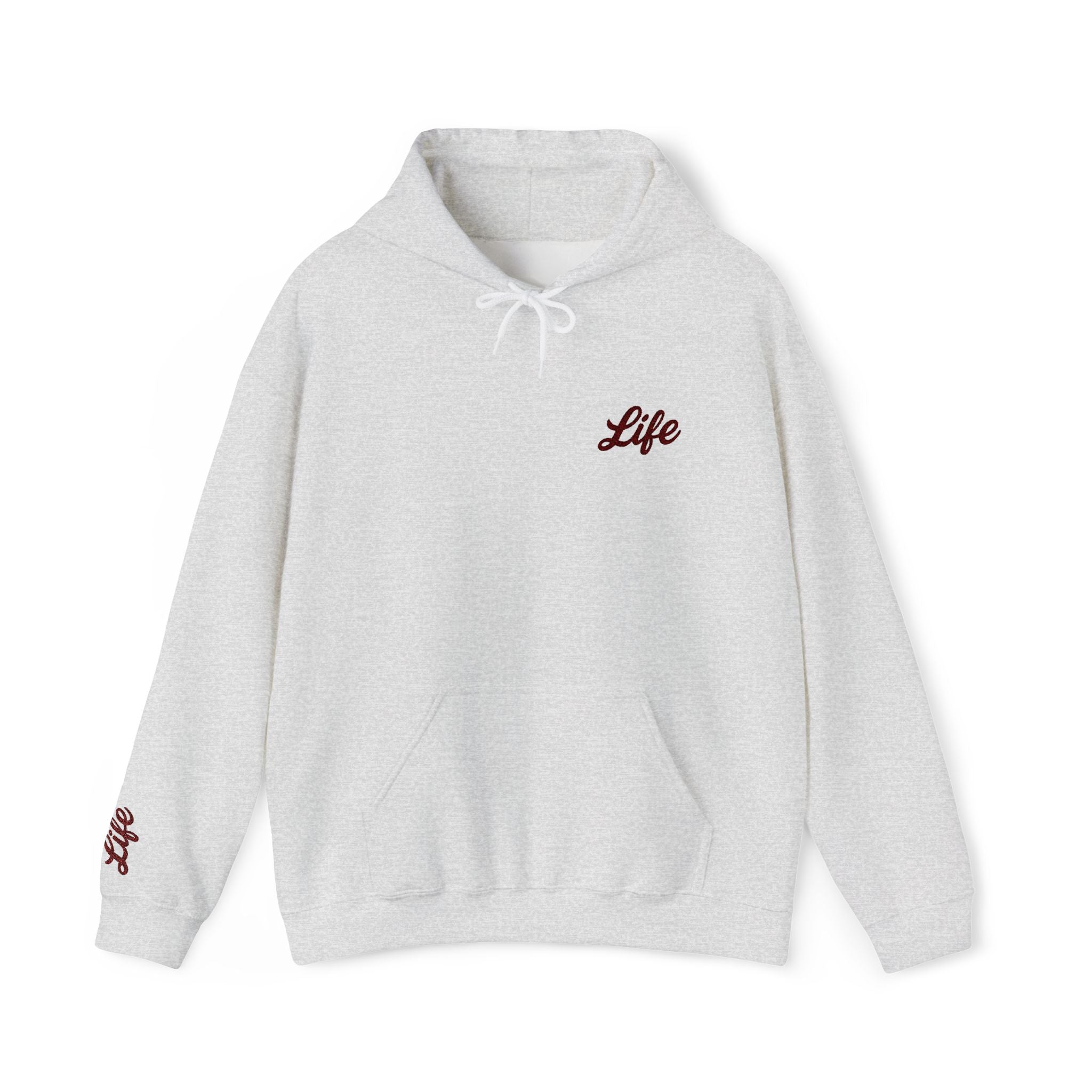 Life Script Hoodie — Minimalist Embroidered Chest & Sleeve Sweatshirt