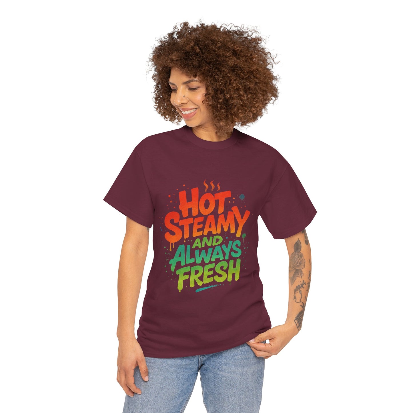 Hot Steamy and Always Fresh Tee - Fun Unisex Jersey Shirt, Casual Wear, Gift for Foodies, Unique Fashion, Summer Outing Essential