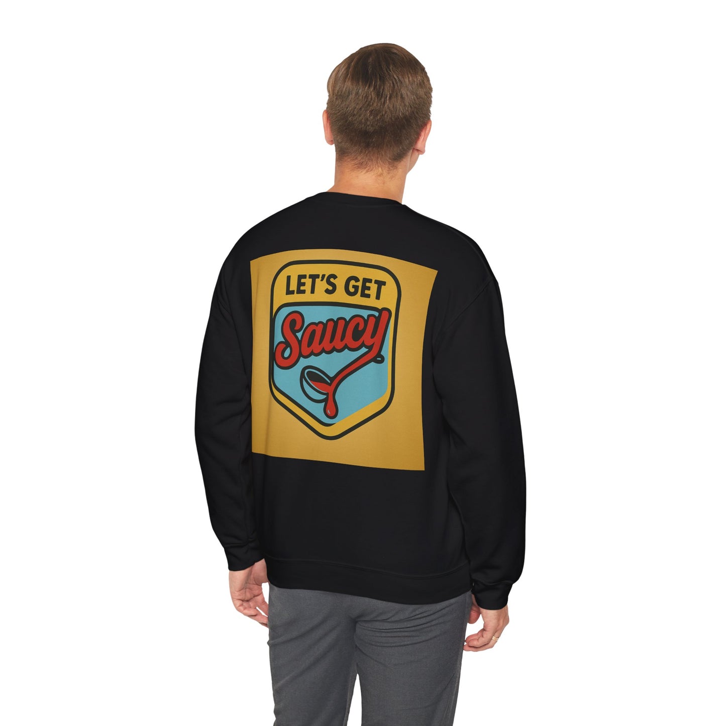 Vintage Let's Get Saucy Unisex Sweatshirt, Fun Gift for Foodies, Trendy Lounge Wear, Cozy Casual Attire, Perfect for Parties, Holidays