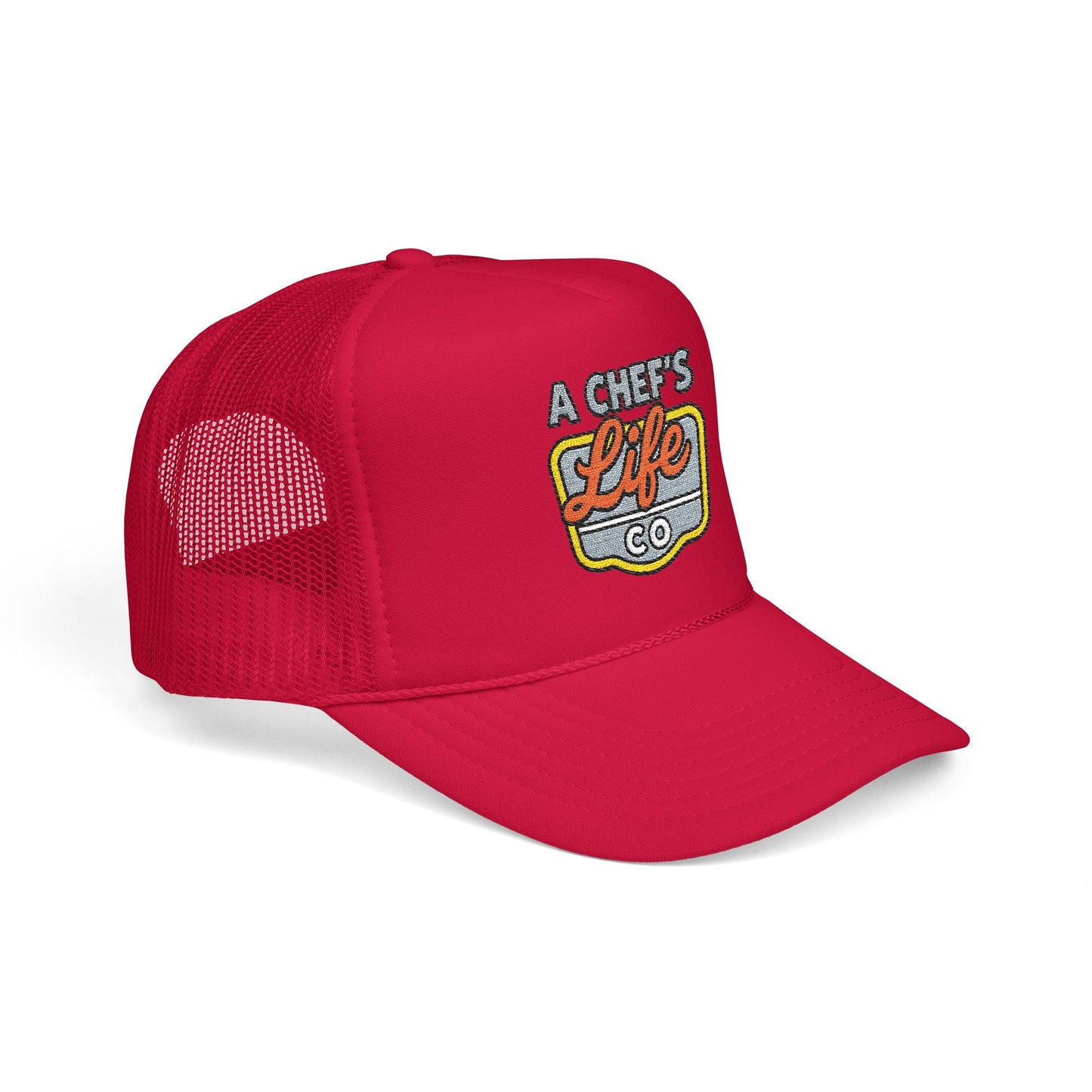 Chef's Life Foam Trucker Hat, Embroidered Cap for Cooking Enthusiasts, Foodie Gift, Summer Fashion, BBQ Accessory