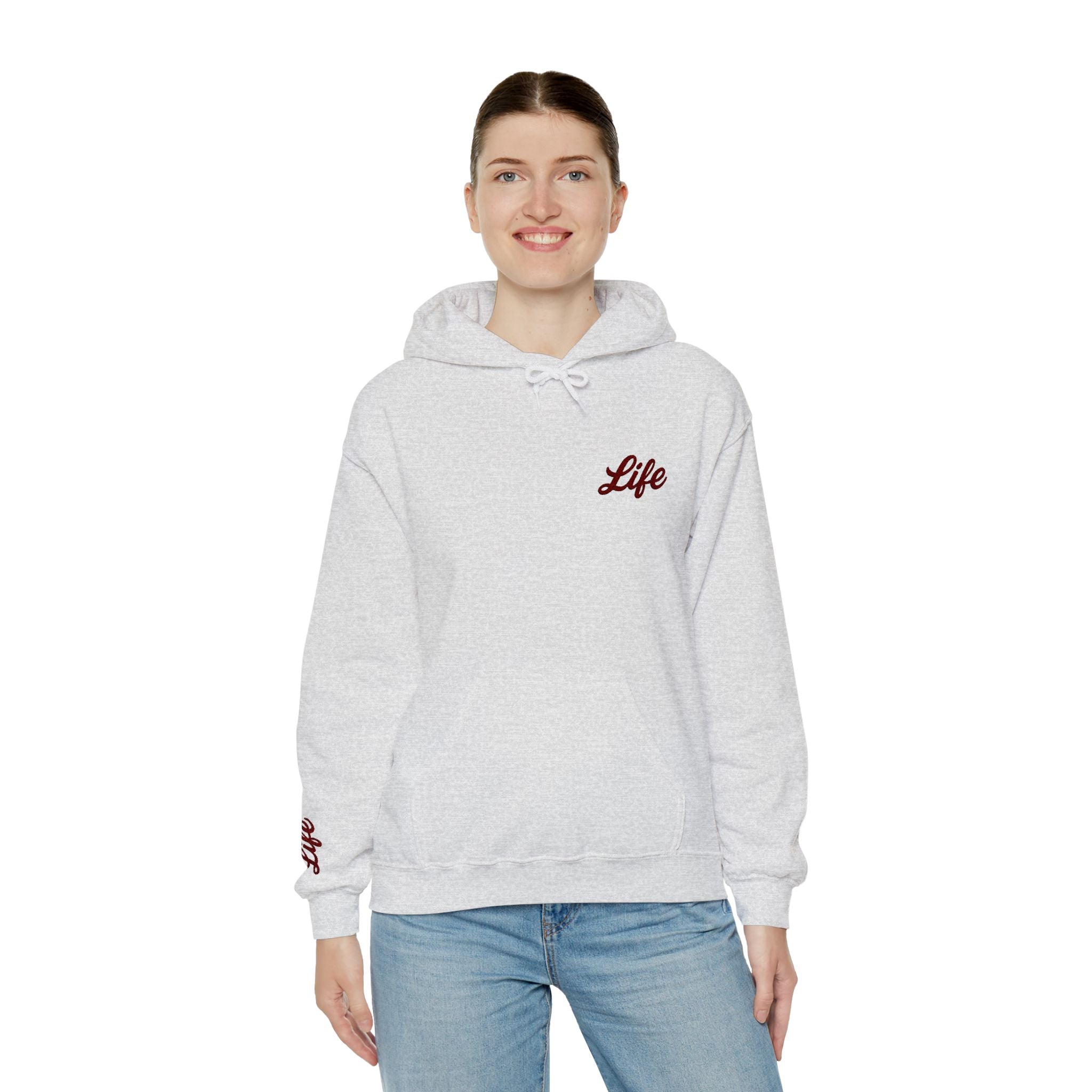 Life Script Hoodie — Minimalist Embroidered Chest & Sleeve Sweatshirt