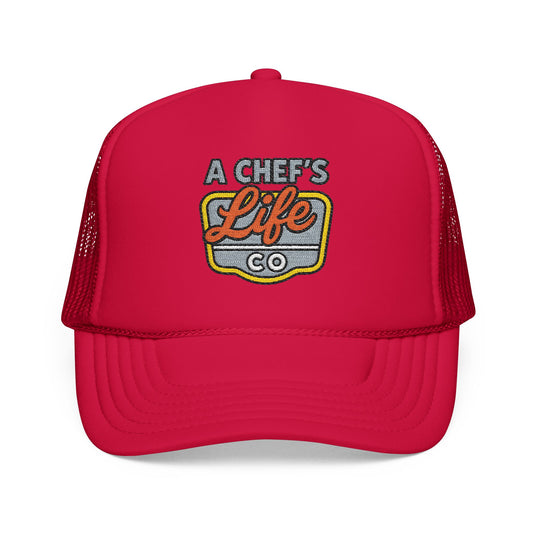 Chef's Life Foam Trucker Hat, Embroidered Cap for Cooking Enthusiasts, Foodie Gift, Summer Fashion, BBQ Accessory