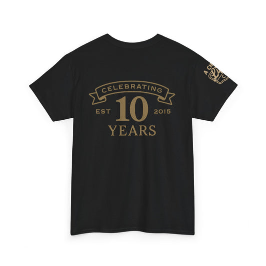 Unisex Heavy Cotton Tee celebrating 10 Years at The Bluebell Inn, Comfy Tee, Lodge Apparel, Anniversary Gift, Casual Wear, Souvenir Shirt